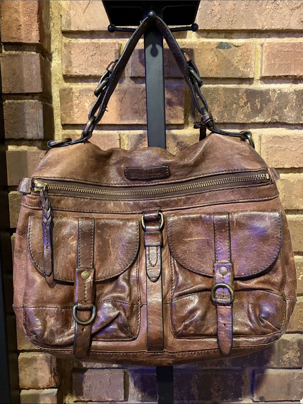 Classic Brown Leather Men's Shoulder Bag